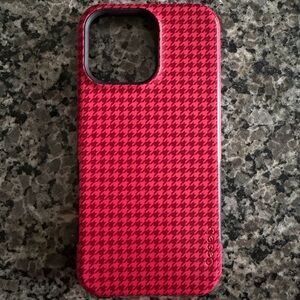 Red Houndstooth iPhone 16 Pro Max Case